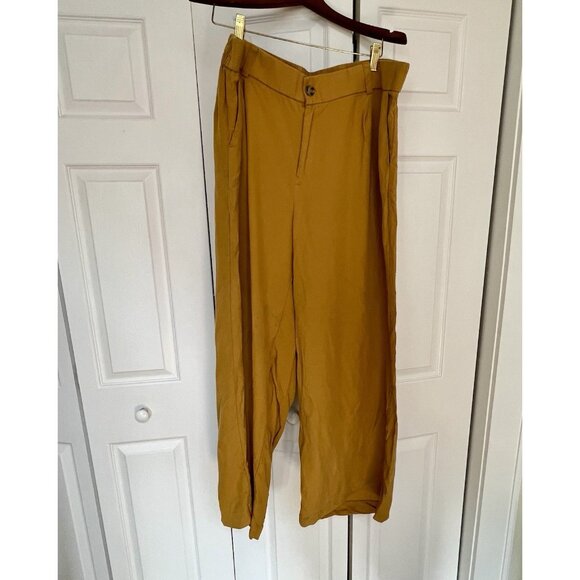 Torrid Mustard Yellow Wide Leg Pants Pull On Stretch Linen Blend 18 Beach Cruise - Picture 3 of 9